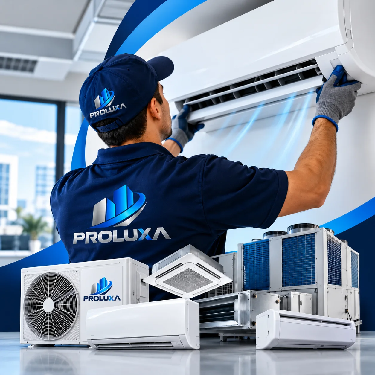 Técnico HVAC PROLUXA en acción
